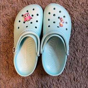 Mint green crocs!
